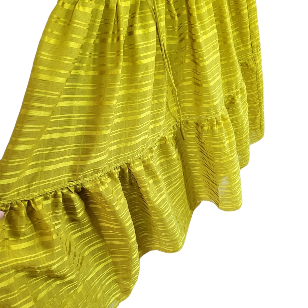 TED BAKER London Eymilia Chartreuse Tiered Halter Neck Shirred Midi Dress XS - Picture 5 of 11